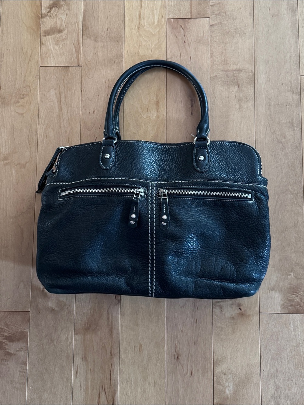 Vintage Roots Pebbled Leather Satchel / Crossbody Bag